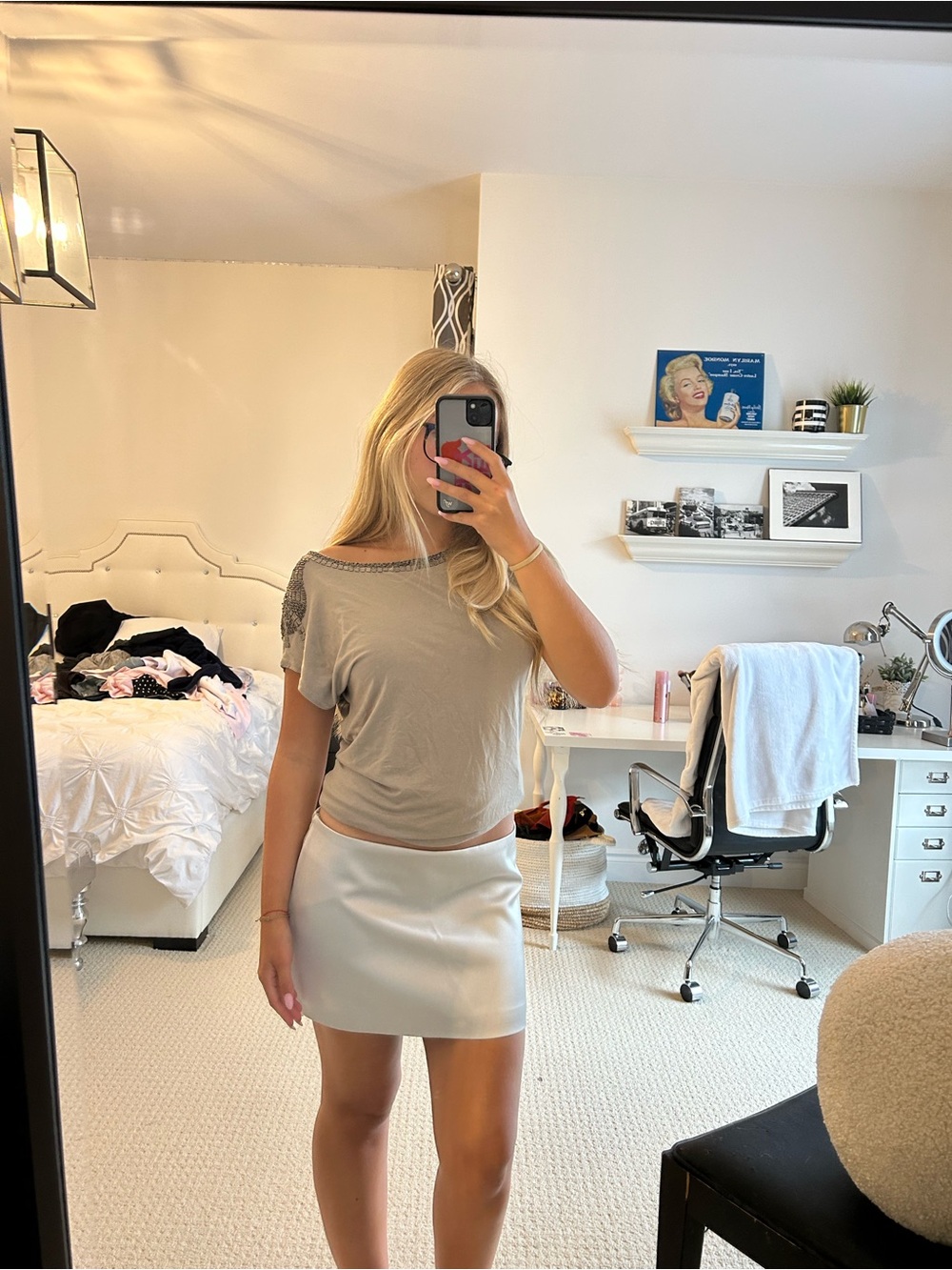 Zara Cream Mini Skirt with Subtle Sheen